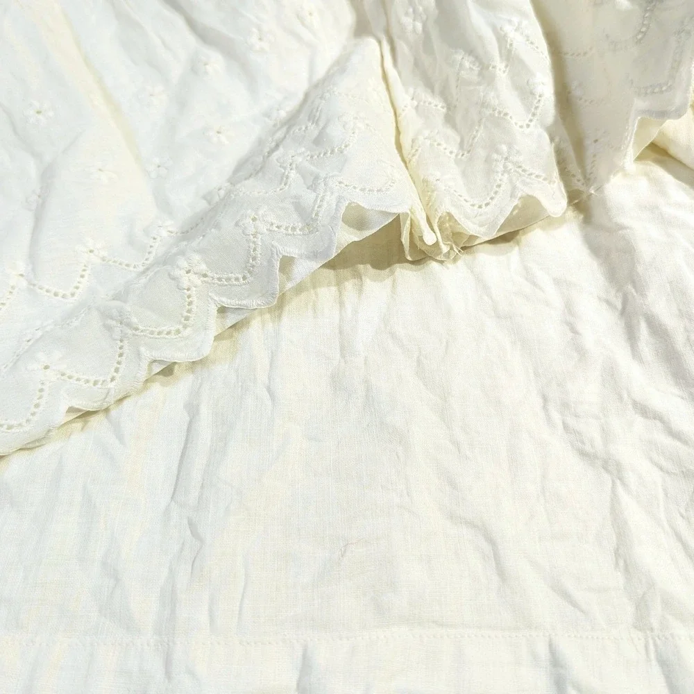 Vintage Boho Eyelet Skirt 26x30 White‎ Cotton Tiered Prairie READ